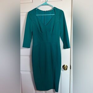 Zac Posen Teal 3/4 Sleeve Teal Midi Dress
